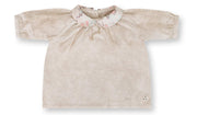 Girls Ditsy Collar Linen Top - Sand