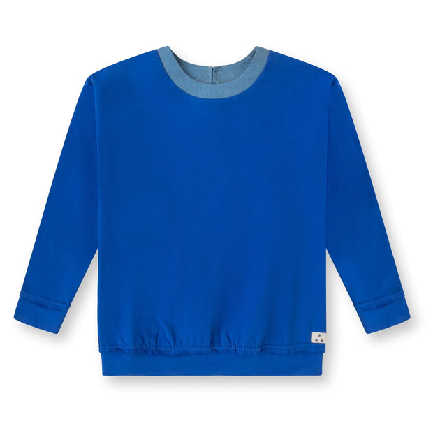 Chambray Neck Cobalt Sweatshirt